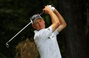 GREENSBORO, NC - AUGUST 21: Jim Furyk hits a tee shot on the second hole during the final round of the Wyndham Championship at Sedgefield Country Club on August 21, 2016 in Greensboro, North Carolina. (Photo by Kevin C. Cox/Getty Images)