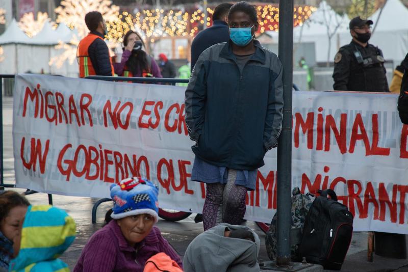 integrantes de la caravana migrante en Ciudad de México