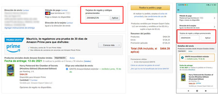 Canjear cupón de descuento en Amazon México