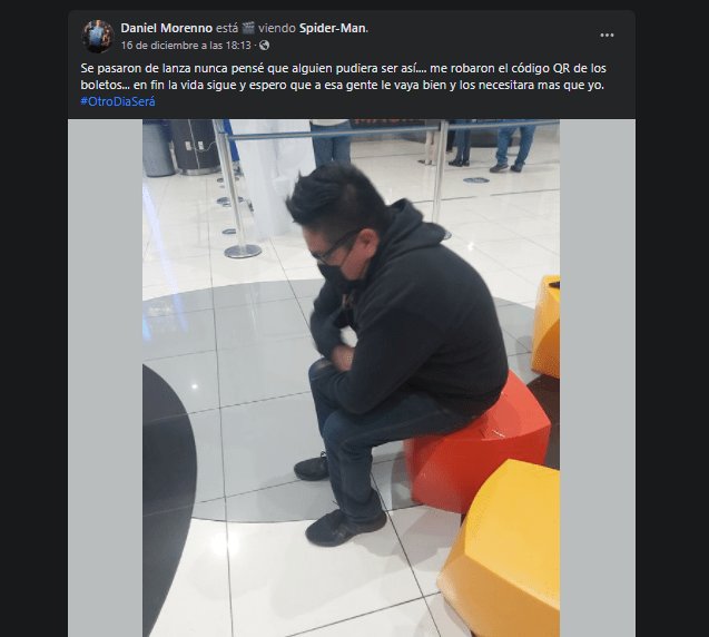 Presumió sus boletos para ‘Spider-man: No Way Home’ y le robaron el código QR