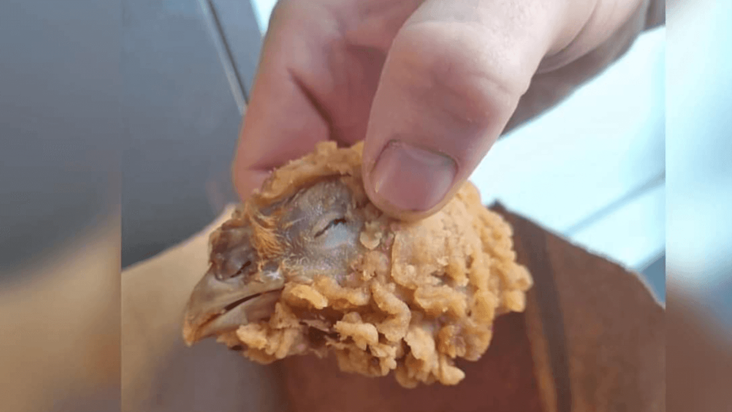 OLV: Mujer pide alitas y le dieron una cabeza de pollo frita