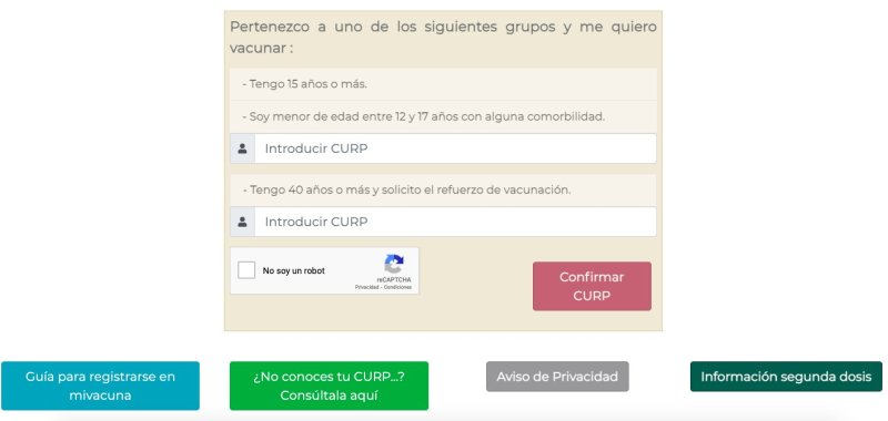 registro vacuna México refuerzo 40 a 49 años