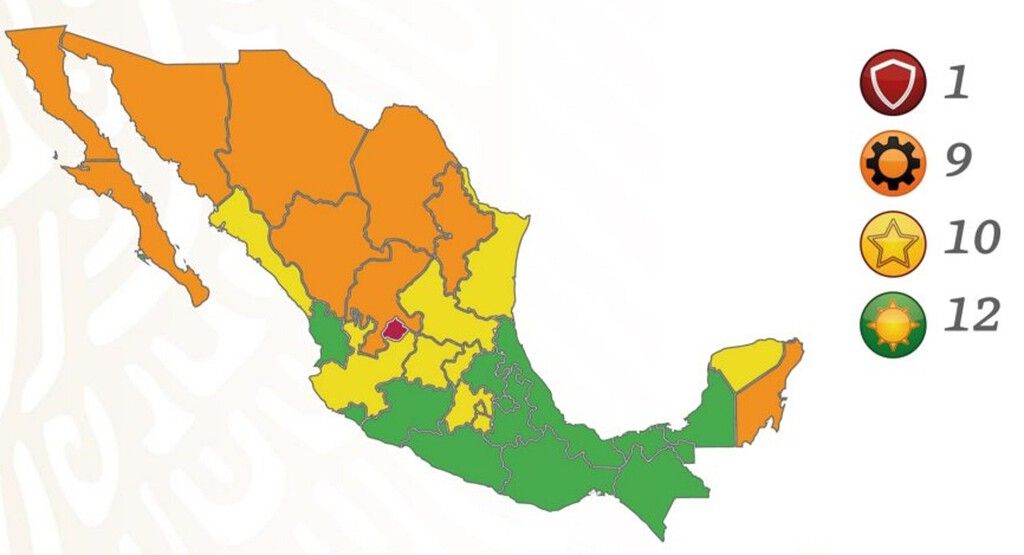 Nuevo semáforo COVID en México: CDMX retrocede a amarillo junto con un tercio del país y ahora suman nueve estados en color naranja