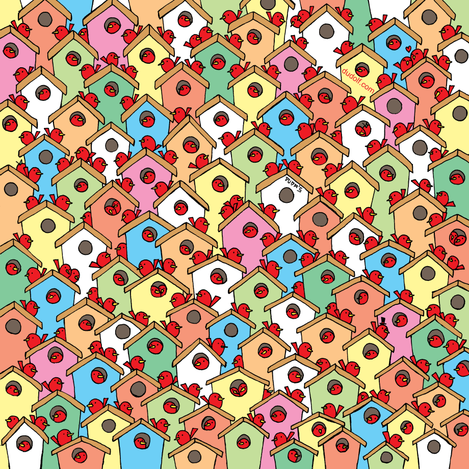 Reto visual: ¿Pueden encontrar las tres manzanas entre los pajaritos?