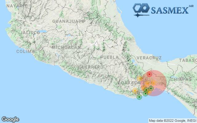Sismo magnitud preliminar 6 con epicentro en Oaxaca. Foto de SASMEX