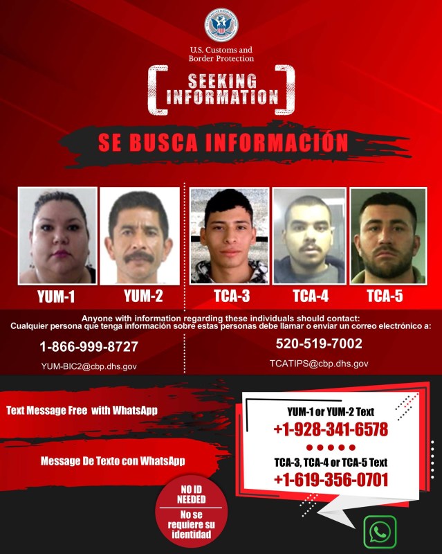 EEUU y México difunden retratos de sospechosos de tráfico humano y de drogas