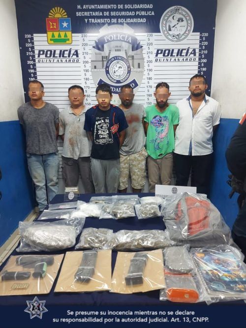Cae célula de criminales en Playa del Carmen; detienen a seis con drogas, armas y municiones