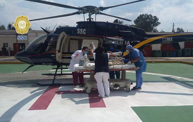 Helicóptero de los Cóndores traslada a menor con traumatismo craneoencefálico a hospital en Tláhuac