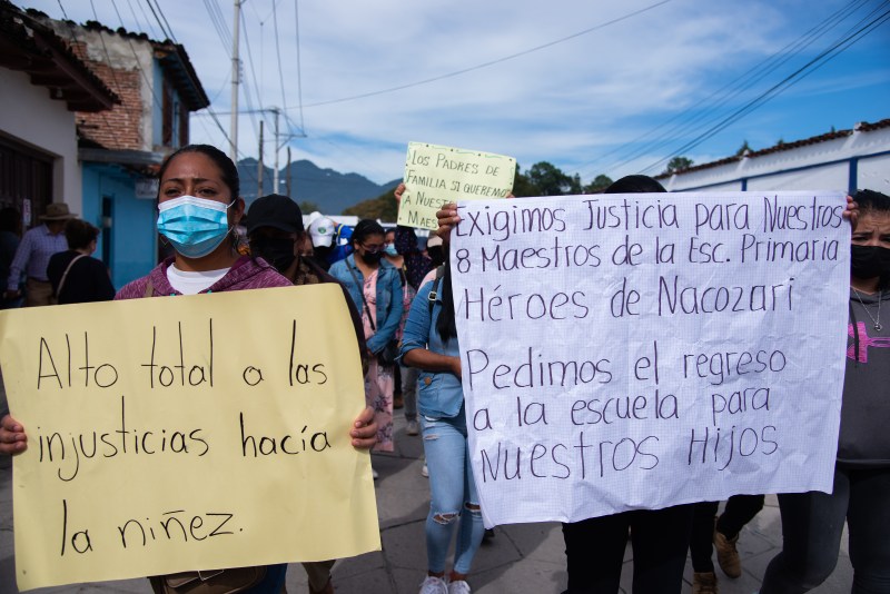 Protesta de profesores en Chiapas. Foto de EFE