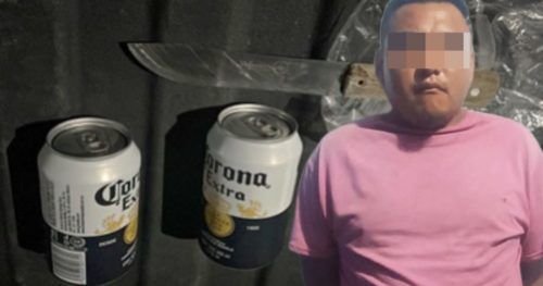 PARA LA CRUDA || Roba con cuchillo en mano un par de cervezas en Cancún