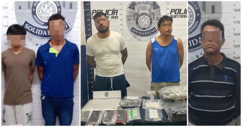 Barren con narcomenudistas en Playa del Carmen, tres detenidos y dos menores asegurados