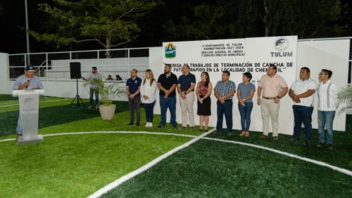 Marciano Dzul entrega obras que transforman las instalaciones deportivas de Chemuyil