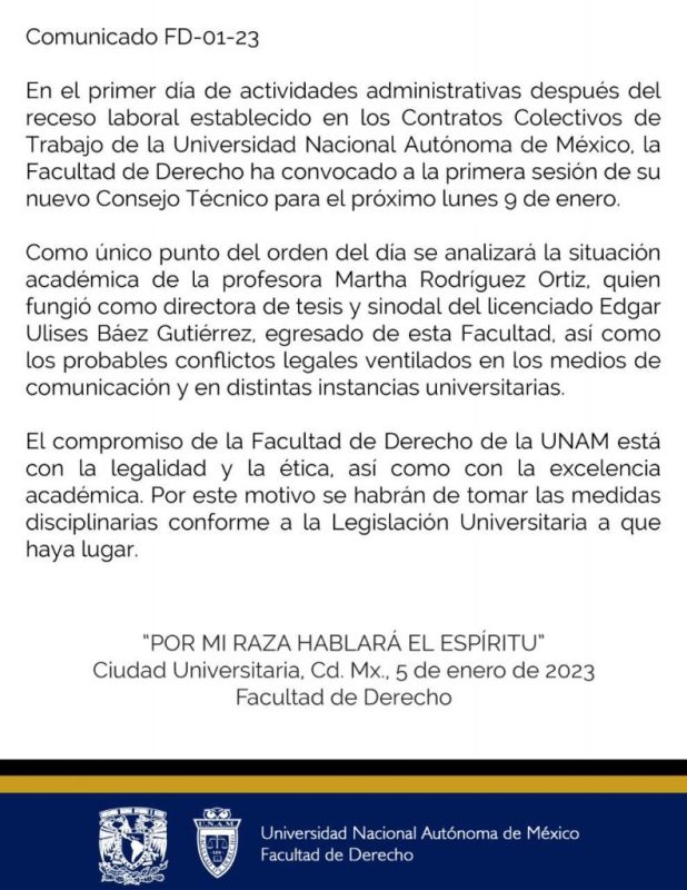 Facultad de Derecho de la UNAM analizará situación sobre plagio el 9 de enero - yasmin-esquivel-791x1024