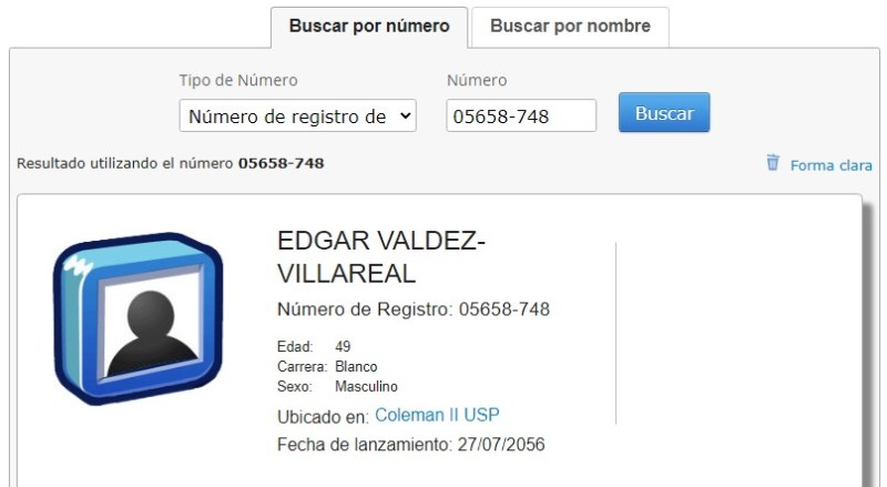 'La Barbie', de nuevo en custodia del sistema penitenciario de EE.UU. - registro-de-la-barbie-en-el-bop