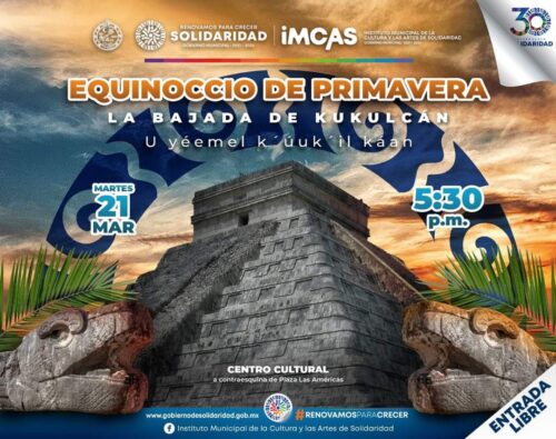 Invitan a solidarenses a la ceremonia “Bajada de Kukulcán” en el Centro Cultural de Playa del Carmen 