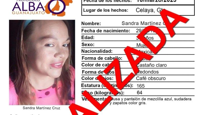 Localizan a Sandra Martínez, una de las ocho mujeres desaparecidas en Celaya