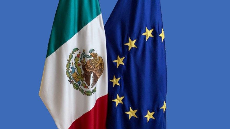 Banderas de México y la Unión Europea eurodiputados