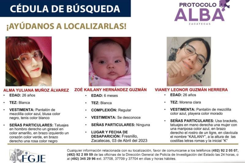 secuestradas hija esposa militar Fresnillo Zacatecas