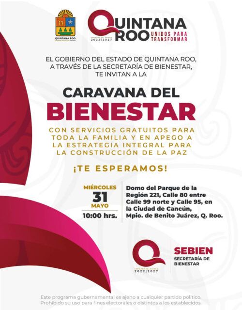 Caravana del Bienestar acercará servicios gratuitos a la región 221, en Cancún