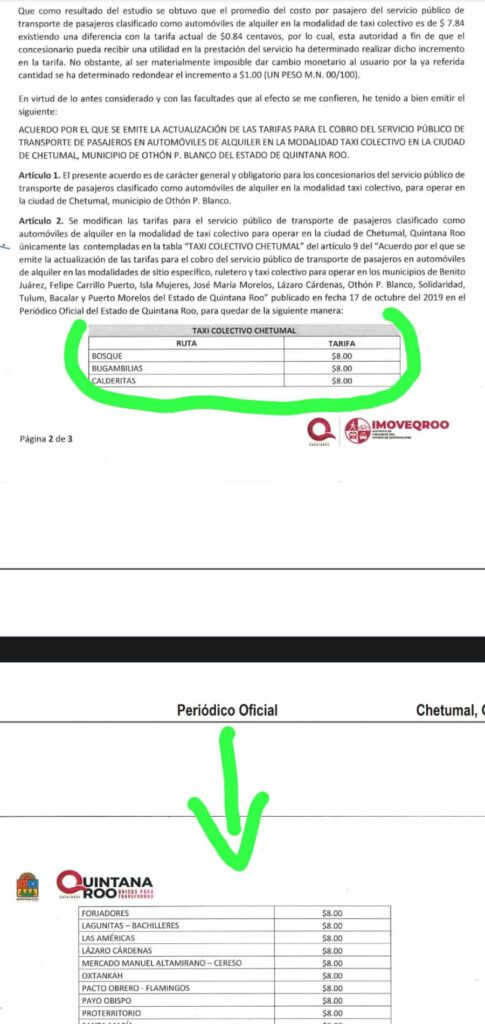 UN PESITO Aprueban aumento a tarifas de combi en Chetumal