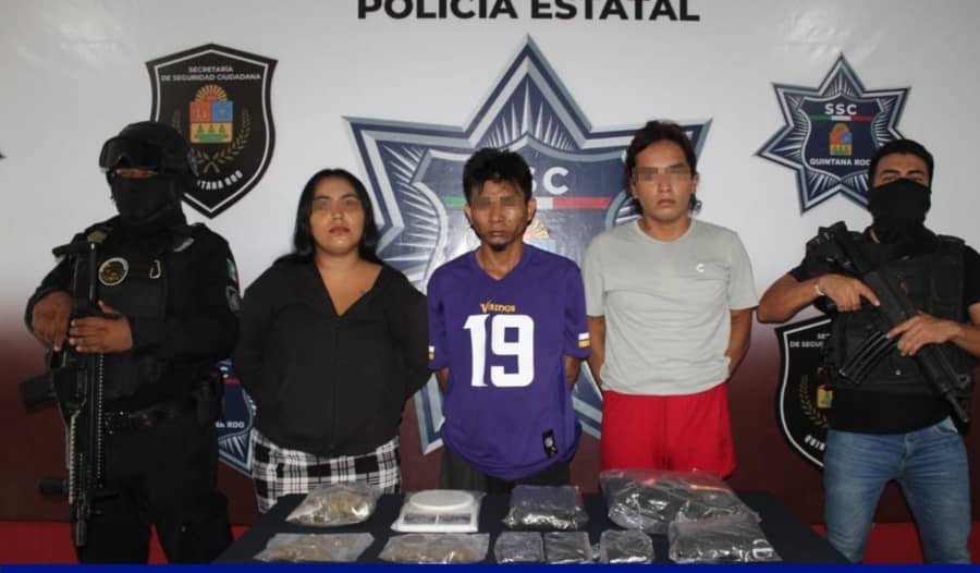 Cae trio de malandros con diversas dosis de droga en Cancún