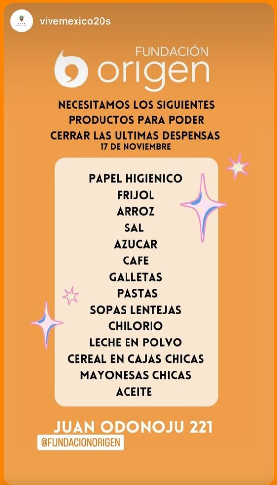 Fundación Origen pide insumos para afectados por Otis - fundacion-origen