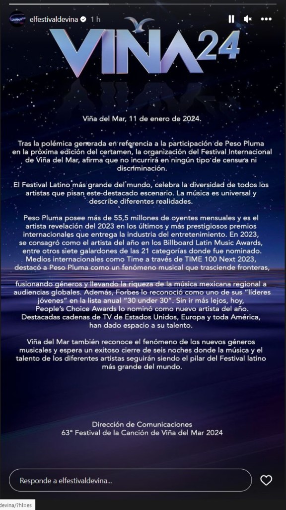 Festival de Viña del Mar confirma participación de Peso Pluma ante polémicas - peso-pluma-vina-del-mar-576x1024