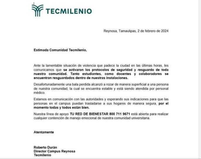 Estudiante herida de bala tras enfrentamientos en Reynosa - tec-milenio