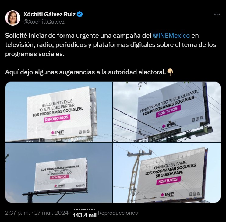 Guadalupe Taddei pide a Xóchitl Gálvez que no use la imagen del INE con fines propagandísticos - guadalupe-taddei-pide-a-xochitl-galvez-que-no-use-la-imagen-del-ine-con-fines-partidistas