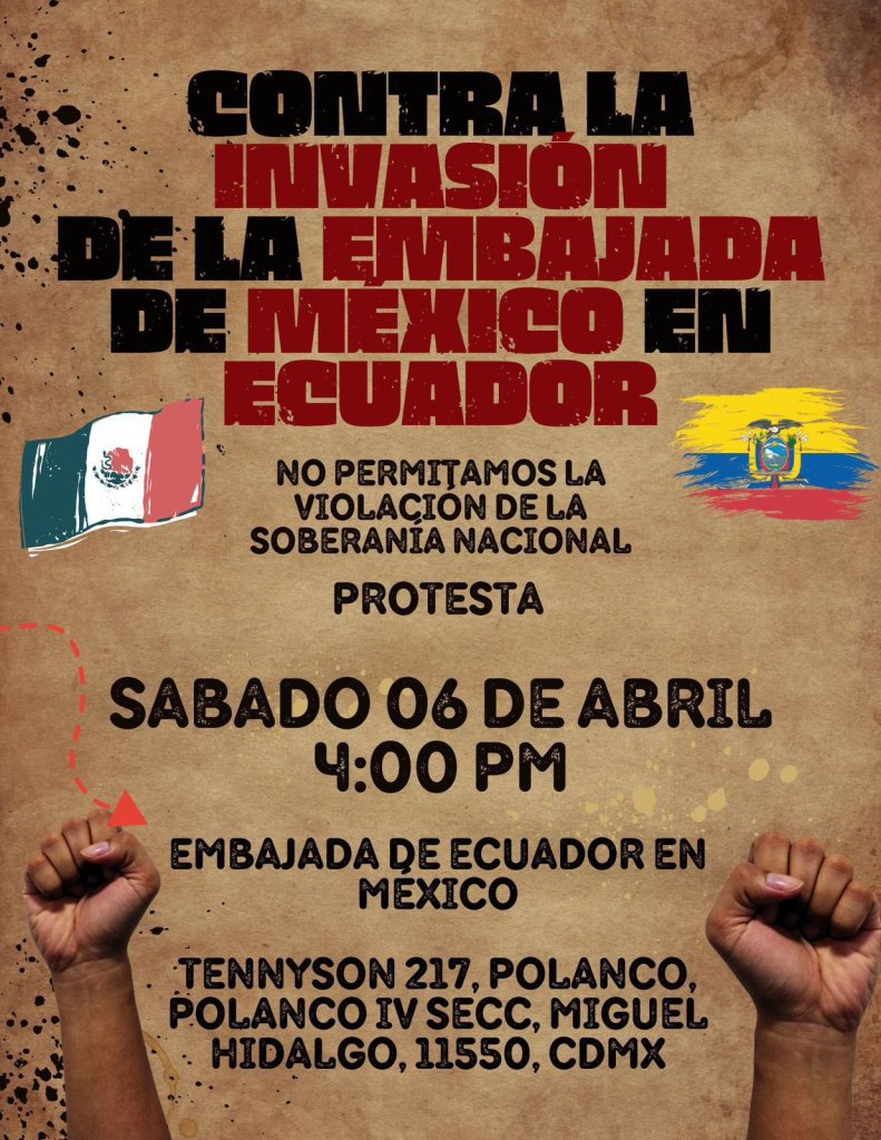 Piden no acudir a Embajada de Ecuador para evitar choques tras ruptura de relaciones - protesta-791x1024