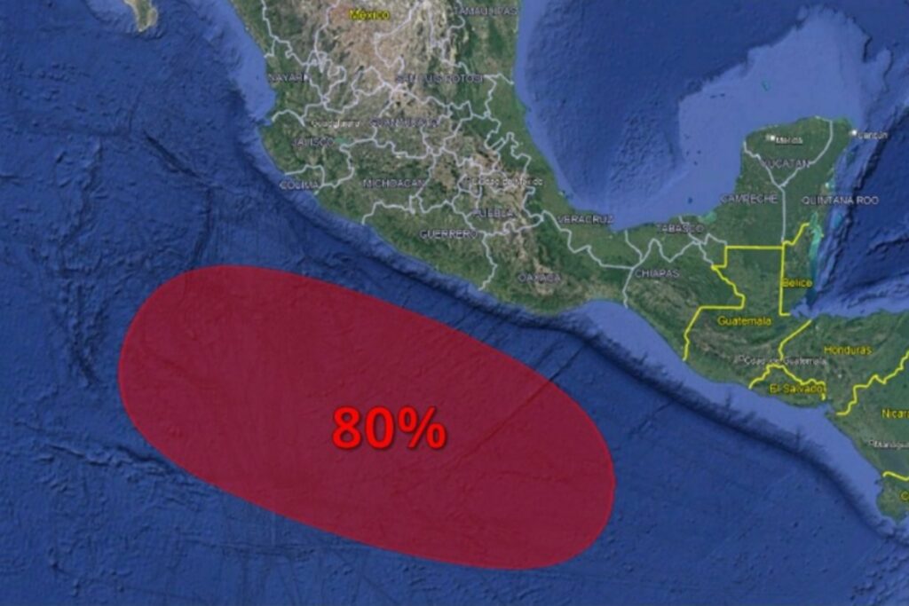 SMN alerta por potencial ciclón en el Pacífico con un 80 % de probabilidad de formación